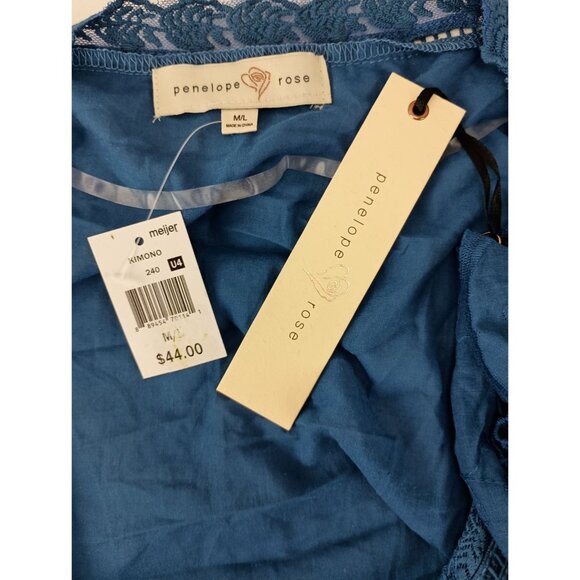 Penelope Rose Blue Cardigan Crochet Lacy Open Front Flowy Boho Beach Coverup Wom - Picture 7 of 7